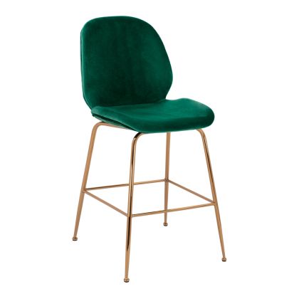 Bar Stool Middle Height Nora HM8524.03 Velvet Cyppress Green & Gold  metallic Frame 52x61,5x103 cm.