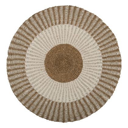 КРЪГ КИЛИМ KIRKI HM7840 ЕСТЕСТВЕНИ ВЛАКНА МОРСКИ ТРЕВИ В БЯЛО-ЕСТЕСТВЕН ЦВЯТ Φ120см.