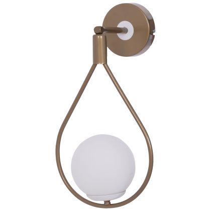 WALL SCONCE HANGING DROP GOLD WITH WHITE GLOBE 22x20x43Hcm.HM7640.02