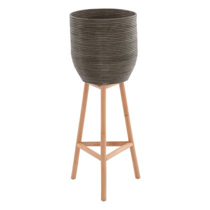 FLOWER POT RATTAN WITH BAMBOO LEGS HM7724 36Χ35Χ95Hcm.NATURAL-GREEN