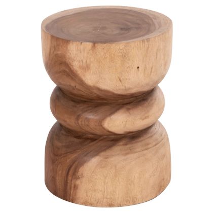 ROUND SIDE STOOL/TABLE BELLO HM9900.11 SOLID SUAR WOOD--NATURAL COLOR Φ35x46Hcm.