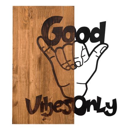 WALL DECORATION HM4810-METAL IN BLACK-WOOD 50x3(thickness)x58Hcm.