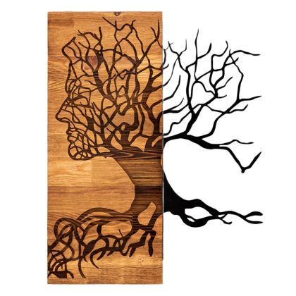 WALL DECORATION HM4804-METAL IN BLACK-WOOD 45x3(thickness)x58Hcm.