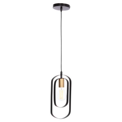 CEILING PENDANT LAMP BIUT HM7537.11 BLACK METAL-GOLD SOCKET 15.5x4x130Hcm.