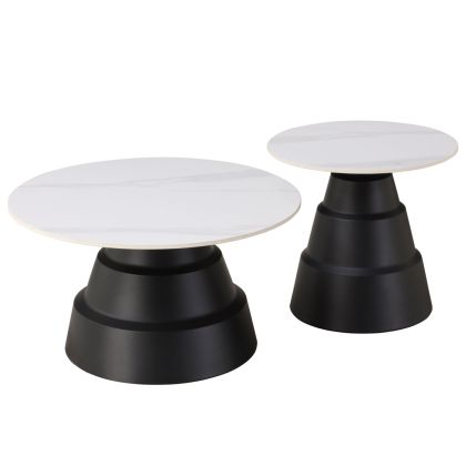 COFFEE TABLES LIDOK HM18261.01 CERAMIC TOPS- WHITE MARBLE LOOK Φ50cm & Φ70cm