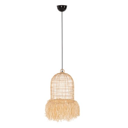 CEILING PENDANT LAMP HM7890 PALM LEAF FIBERS IN NATURAL COLOR Φ35x163Hcm.