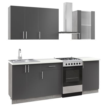 КУХНЯ КОМБО АНТРАЦИТ МЕЛАМИН БЯЛ HPL ПЛОТ 160x47x84,8Hcm.HM2468.01