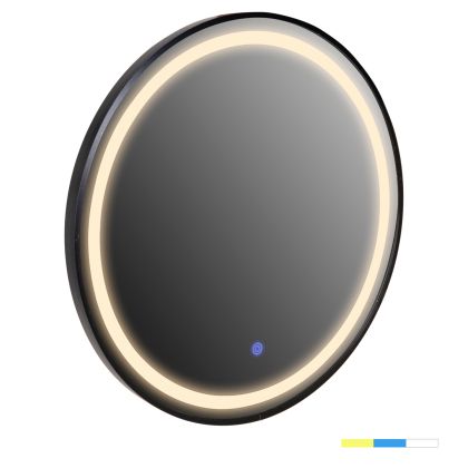 WALL MIRROR ROUND HM9579.01 ALUMINUM IN BLACK-LED LIGHT Φ60x3cm.