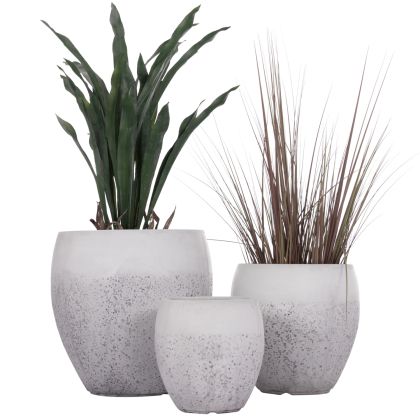 GARDEN PLANTERS SET 3PCS SERIES GARDENER HM4718 FIBERCLAY IN WHITE Φ55x54Hcm.