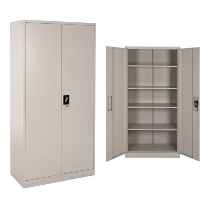 WARDROBE METALLIC DURON HM5959.11 2-LEAF WITH 5 STORAGE SPACES LIGHT GREY 90Χ40Χ180Hcm.