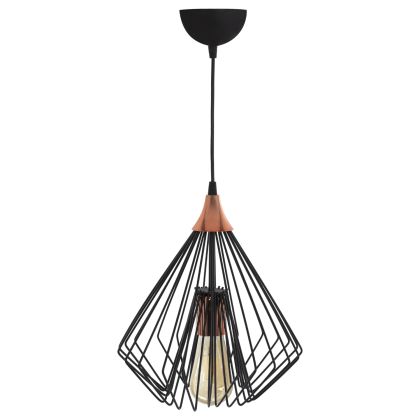CEILING PENDANT BLACK METAL RODS DIAMOND-SHAPED Φ28x60Hcm.HM7683.01