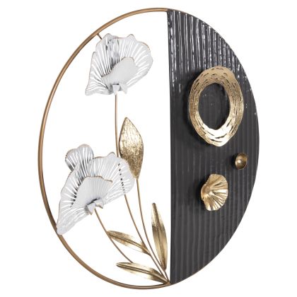 WALL DECORATION ROUND HM4202 METAL IN GOLD-BLACK-WHITE Φ60cm