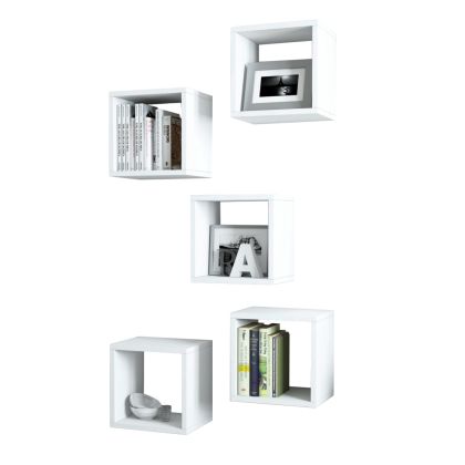 WALL SHELVES 5PCS HM9519.03 WHITE MELAMINE 30x30x24Hcm.