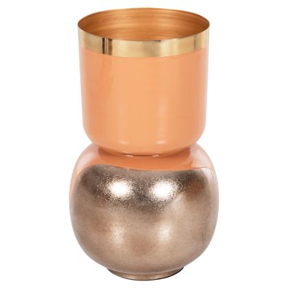 TABLE VASE LINGON HM4233.02 METAL IN SALMON-BRUSHED SILVER Φ21x37,5Hcm.
