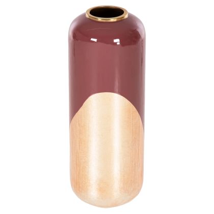 DECORATIVE FLOOR VASE RAKSASA HM4232.06 METAL IN CHERRY RED-GOLD PEARL Φ24x69Hcm.