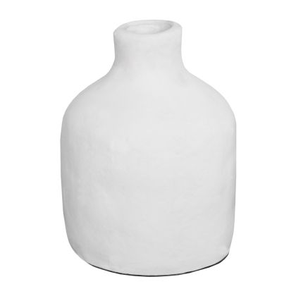 DECORATIVE VASE SERIES CLAYVON HM4402 TERRACOTTA IN WHITE COLOR Φ13x17,5Hcm.