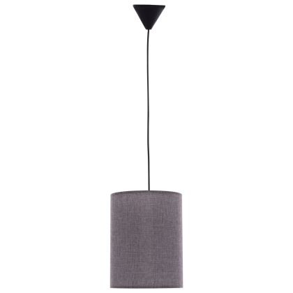 PENDANT CEILING LAMP HM7623.03 GREY FABRIC DRUM SHADE D19x70 εκ.