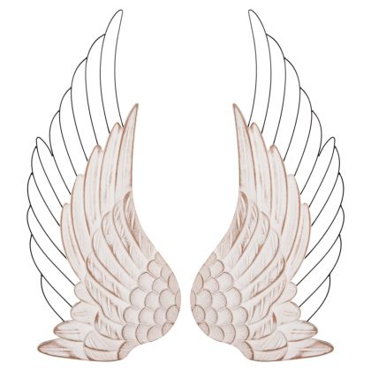 WALL DECORATION WINGS HM4223 MDF IN WHITE-BLACK METAL 39x1,5x92Hcm.