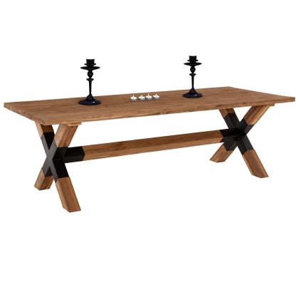 DINING TABLE KATTE HM9557 SOLID RECYCLED TEAK WOOD-LEGS WITH METAL 250x100x78Hcm.