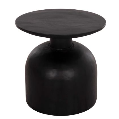 SIDE TABLE ROUND PUMBE-s HM9892.12 SOLID SUAR WOOD IN BLACK COLOR Φ40x40Hcm.
