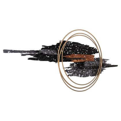 WALL DECOR HM4196 METAL IN BLACK-ANTHRACITE-GOLD 144x63,5Hcm.