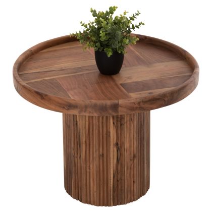 ХОЛНА МАСА КРЪГЛА RAJJEH HM9693 АКАЦИЕВО ДЪРВО МАСИВ В ЕСТЕСТВЕН ЦВЯТ Φ60x45Hсм.