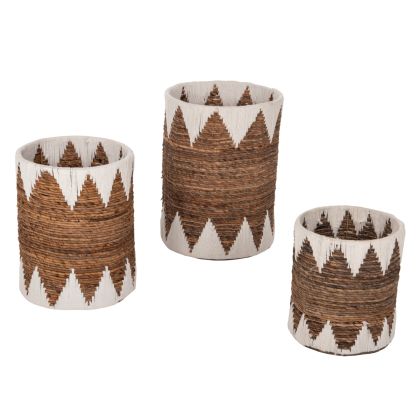 ROUND BASKETS WITHOUT LID 3PCS HM4307 RUSH IN NATURAL-WHITE Φ42x56Hcm.