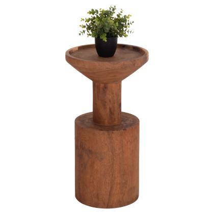 SIDE TABLE BERMAL HM9889.11 SOLID SUAR WOOD IN NATURAL COLOR Φ35x65Hcm.