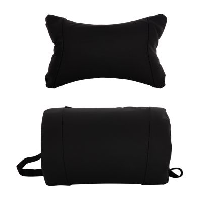 SET OF HEAD AND LUMBAR SUPPORT CUSHIONS IN BLACK COLOR