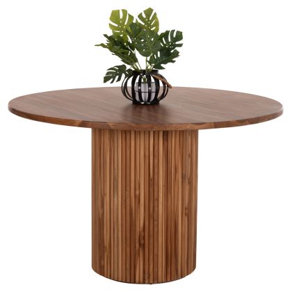 DINING TABLE ROUND RODER HM9896 TEAK WOOD- 3cm thick top-  Φ130x79.5Hcm.
