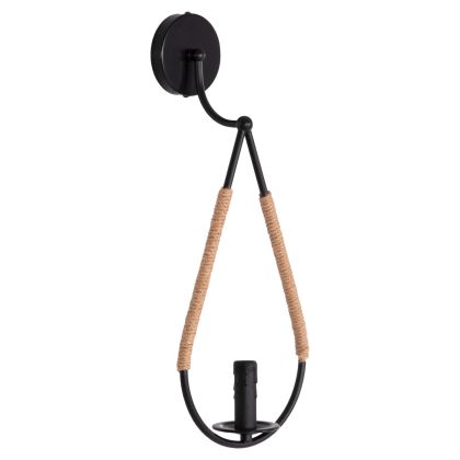 WALL SCONCE DROPLET HM4482 METAL-HEMP ROPE [E14] 21x15x50Hcm.