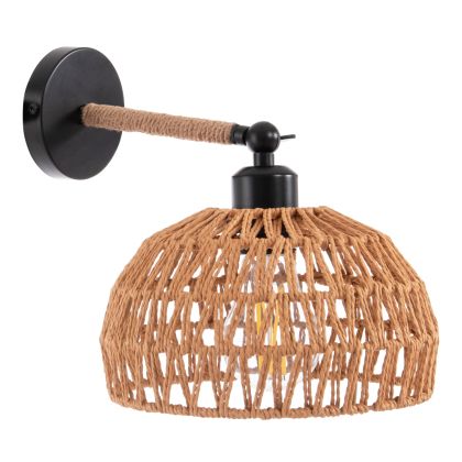 WALL SCONCE GLIDE HM4475 METAL BASE-HEMP ROPE-[E27] 22x22x35-21Hcm.