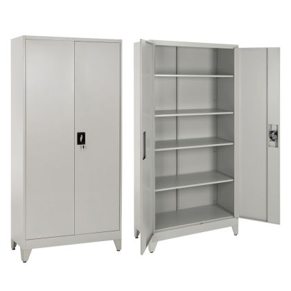 WARDROBE METALLIC DURON HM12001 2-LEAF WITH 5 STORAGE SPACES & LEGS-GREY 90Χ40Χ190Hcm.