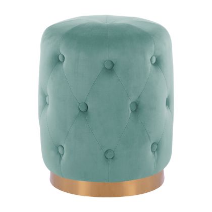 ROUND STOOL TORRIE HM8405.07 PISTACHIO GREEN VELVET-GOLD BASE Φ37x46Ηcm.