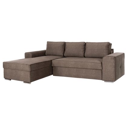 LEFT CORNER SOFA NACHO HM3279.03L BROWN FABRIC-SILVER METAL LEGS 270x163x88Hcm.