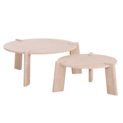 SET 2PCS COFFEE TABLES EQUIL HM9943.01 MDF WITH MELAMINE COVER-NATURAL WOOD COLOR 66x66cm + 87x87cm