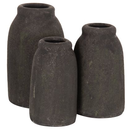 DECOR VASES 3PCS HM7711.11 TERRACOTTA FOSSIL GREY