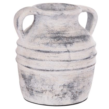DECORATIVE TABLE VASE VERMO HM4398 TERRACOTTA IN LIGHT GREY Φ21x22Hcm.