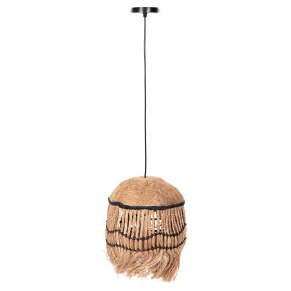 CEILING PENDANT SPHERICAL WITH FRINGES ABACA FIBERS IN NATURAL COLOR Φ28x32-120Hcm.HM7805