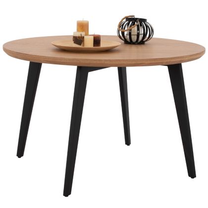 DINING TABLE ROUND LAGERT HM9306.01 MDF TOP OAK WOOD VENEER RUSTIC STYLE Φ120x75Hcm.