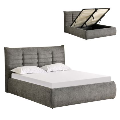 DOUBLE BED SANDRA HM732.01 GREY FABRIC & STORAGE SPACE--FOR MATTRESS 160x200cm.