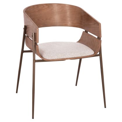 DINING ARMCHAIR KRILL HM18254.01 PLYWOOD IN WHITEWASH--META LEGS IN COPPER COLOR 55.5x55x72Hcm.