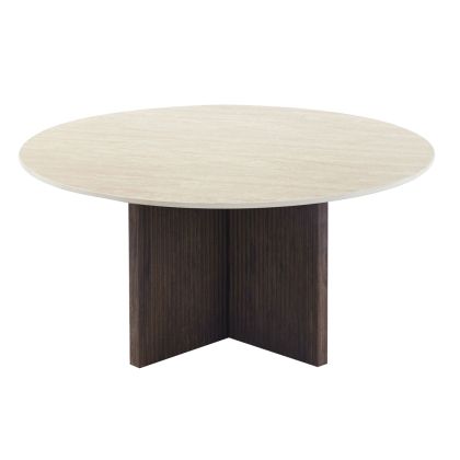 COFFEE TABLE SKY HM18329 CERAMIC TOP WITH TRAVERTINE STONE LOOK--MDF BASE Φ80x40H