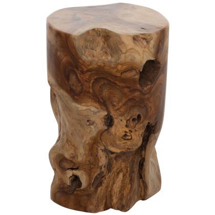 ПОМОЩНА МАСА/ТАБУРЕТКА КРЪГЛА ТИКОВО ДЪРВО МАСИВ НАТУРАЛЕН ЦВЯТ Φ30X45Hcm.HM9350