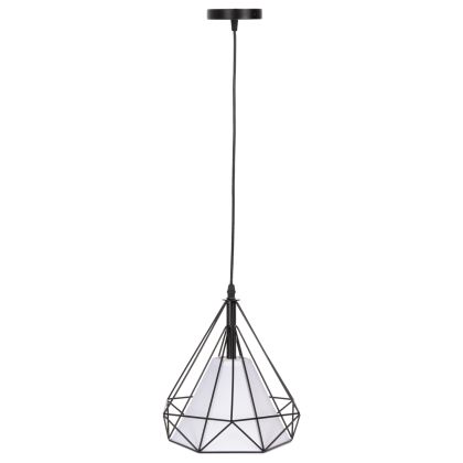 CEILING PENDANT LAMP HM4065 BLACK METAL CAP-WHITE LIGHT BULB COVER 25x25x125Yεκ.