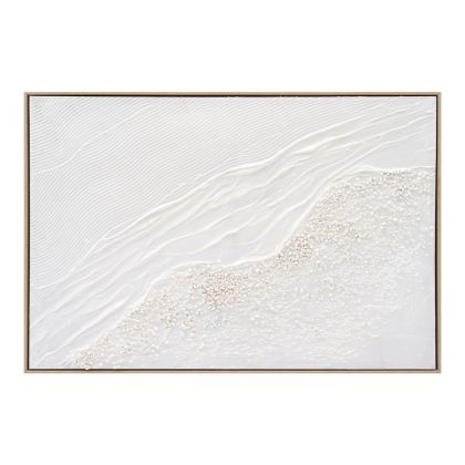 WALL PAINTING SEDIMENT HM4555 WITH BEIGE PS FRAME-CANVAS WITH SHADES OF WHITE 92x4,5x62Hcm.