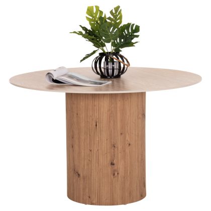 DINING TABLE TWIL HM18324 CERAMIC TOP IN TRAVERTINE STONE LOOK--MDF BASE Φ120x76Hcm.