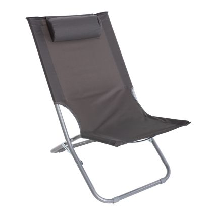 BEACH SHORT CHAIR HM5150.01 METALLIC TALL BACKREST GREY WATERPROOF FABRIC 48x77,5x72 εκ.Hcm.