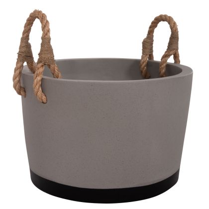 INDOOR PLANTER/POT SERIES TRYLL HM4690L FIBER CEMENT IN GREY & ROPE Φ40x25.5Hcm.