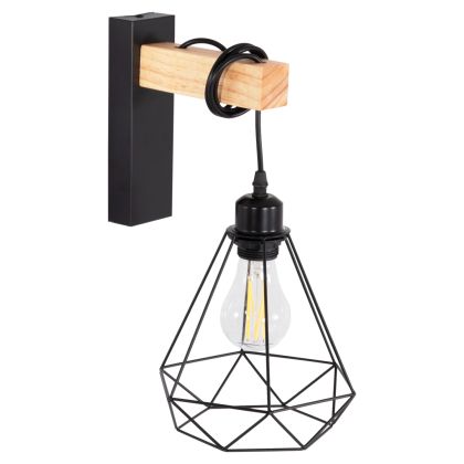 WALL SCONCE GROB HM4474 METAL-WOOD 20x26x38.5Hcm.